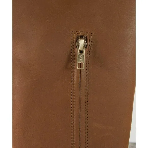 UGG Caramel Leather Gracen Whipstitch Tall Boots 6 - Picture 7 of 9